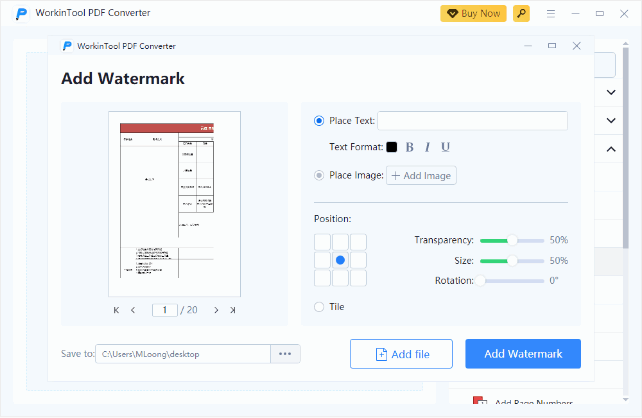 Add Watermark to PDF