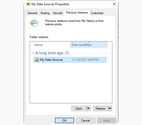 Método 2: Restaurar datos de archivos con las versiones anteriores