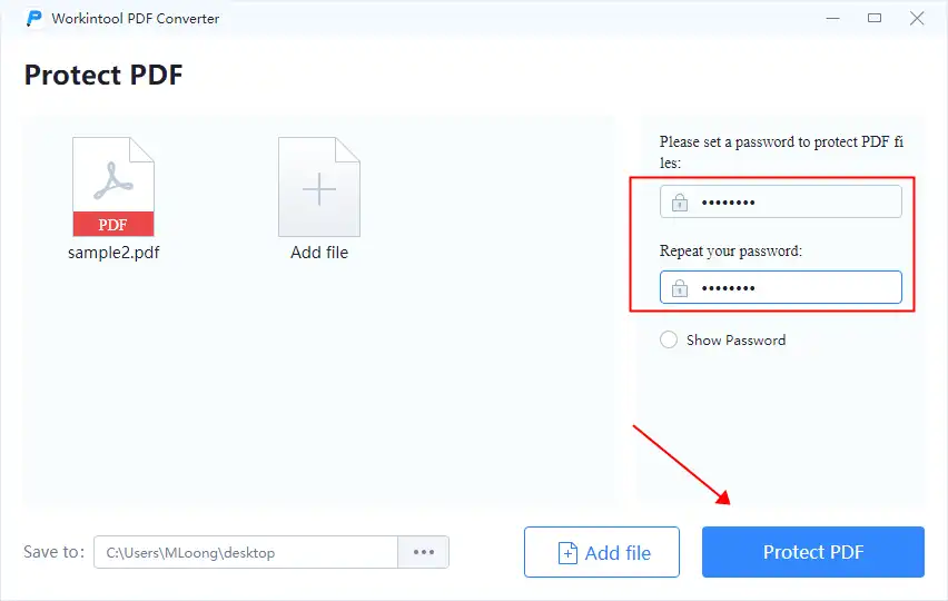 add a password to pdf