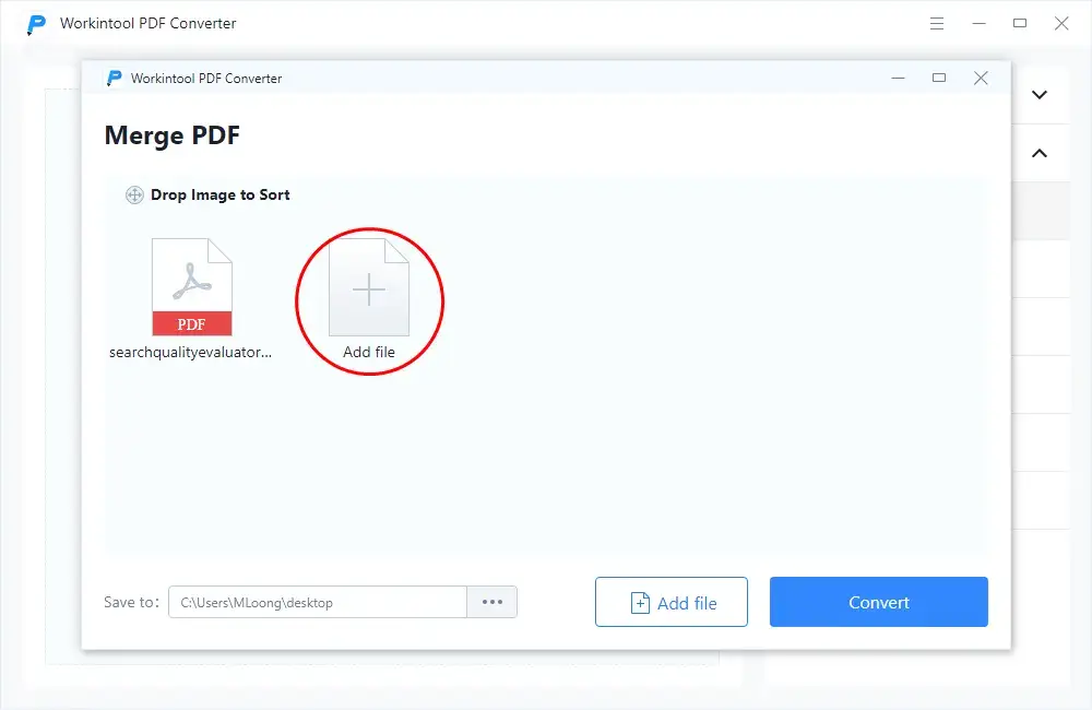 add another pdf file to workintool
