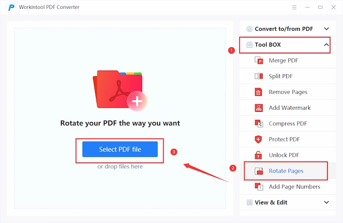 click rotate pdf button in workintool