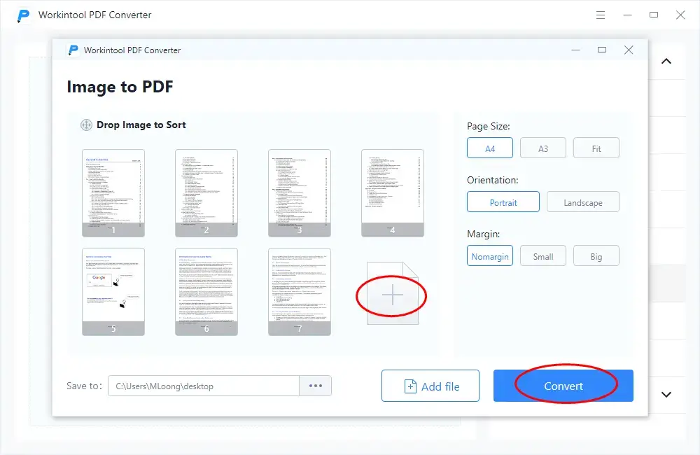 combine png to pdf file