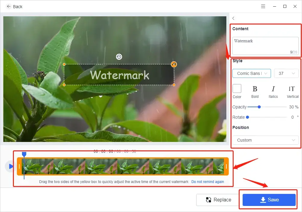 copyright video for free through text watermark by watermark eraser