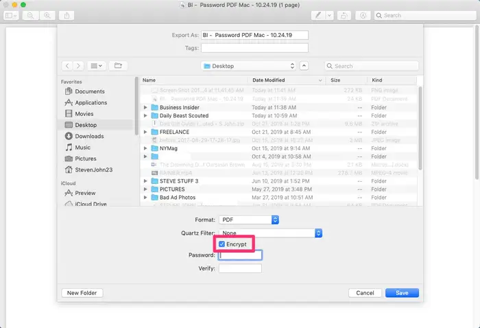 encrypt pdf in preview