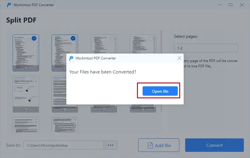 extraction completed in workintool