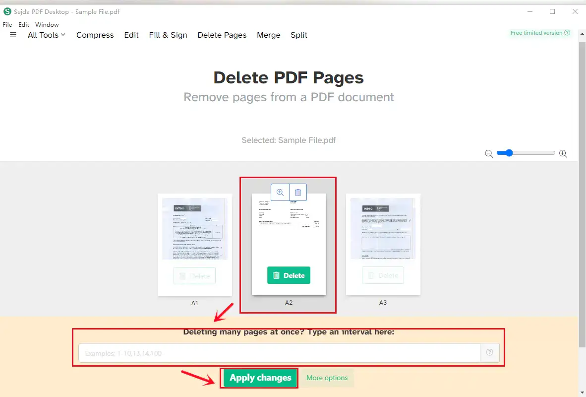 delete pages in sejda pdf step 3