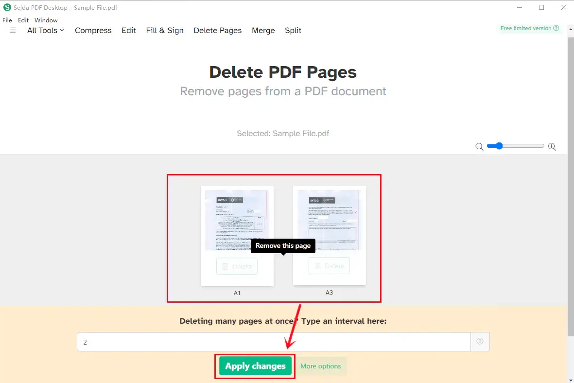 delete pages in sejda pdf step 4