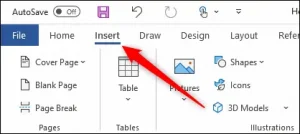 insert tab to embed pdf to word