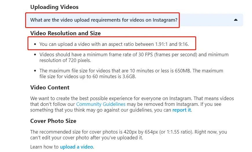 instagram video rules