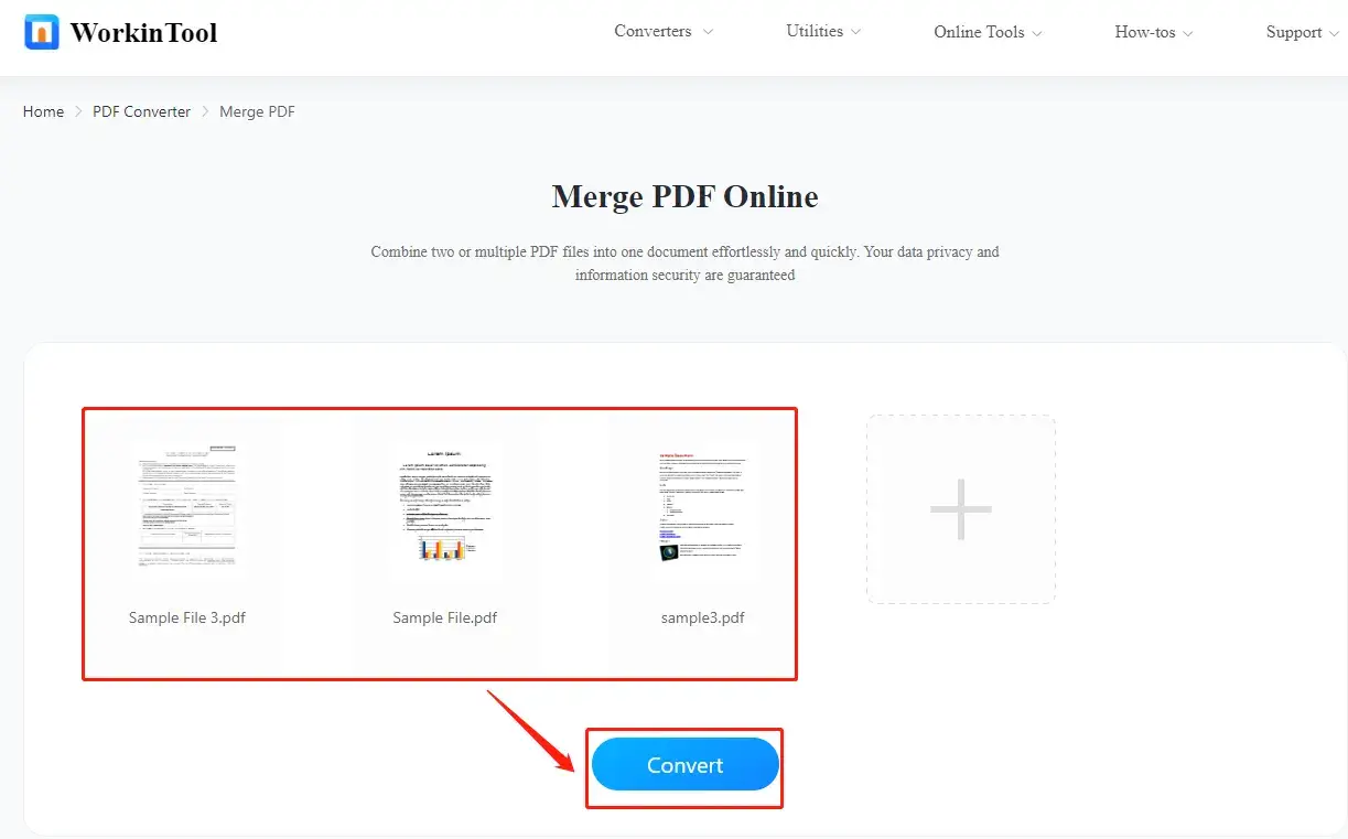 merge pdf in workintool online step 2