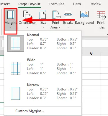 save excel as pdf margins