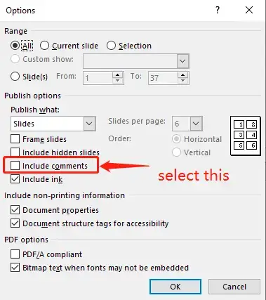pdf with note option button