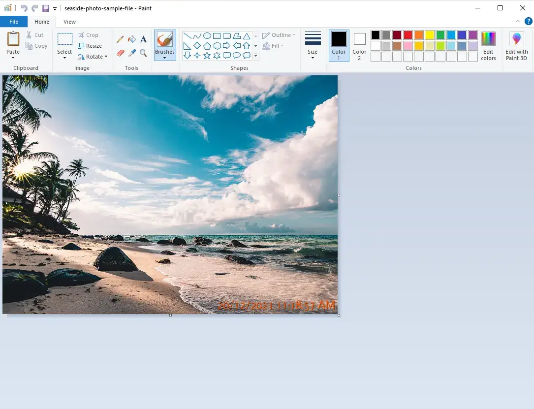 remove date from photo in paint step 1