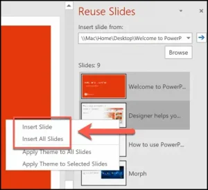 insert slides from reuse slides 