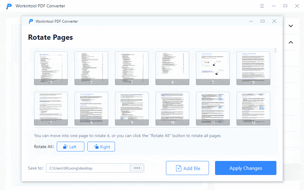rotate individual pages of pdf