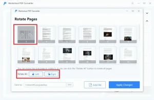 rotate pdf pages with workintool