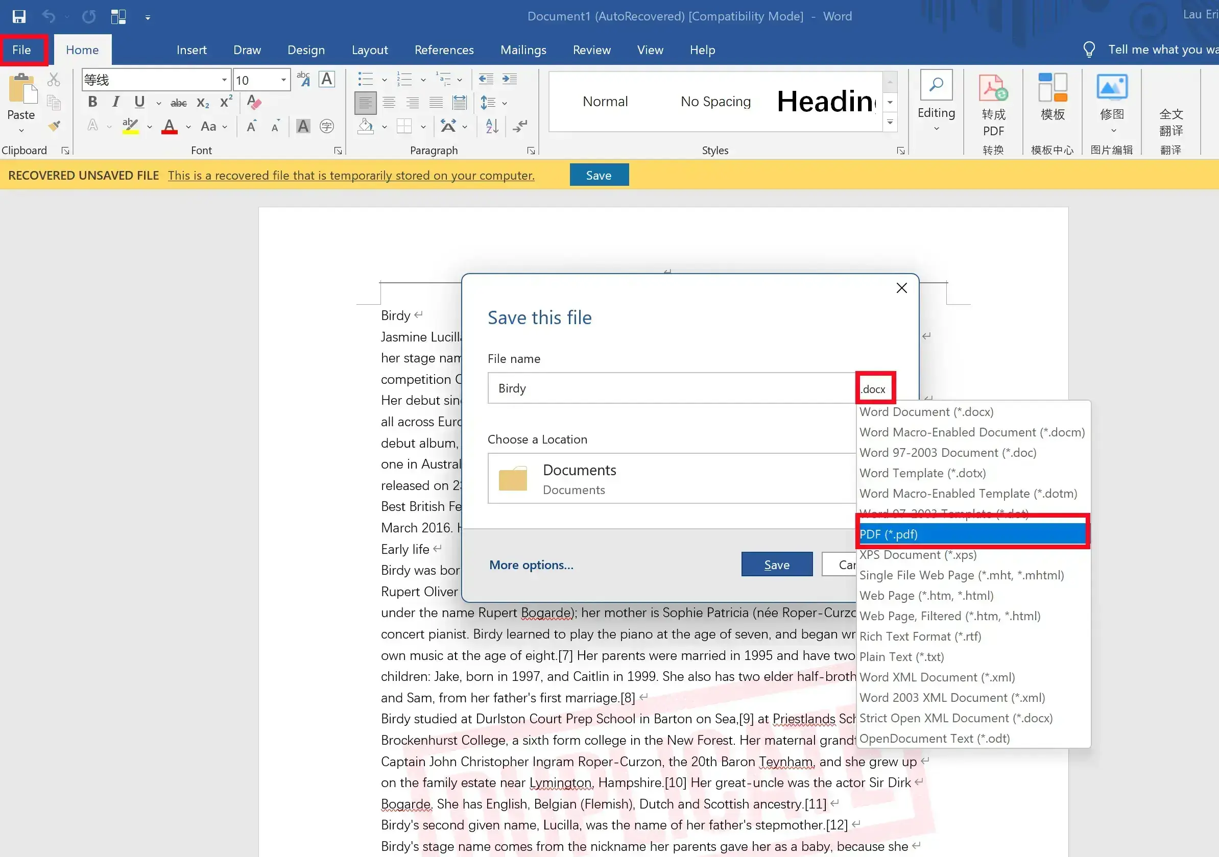 save word as pdf