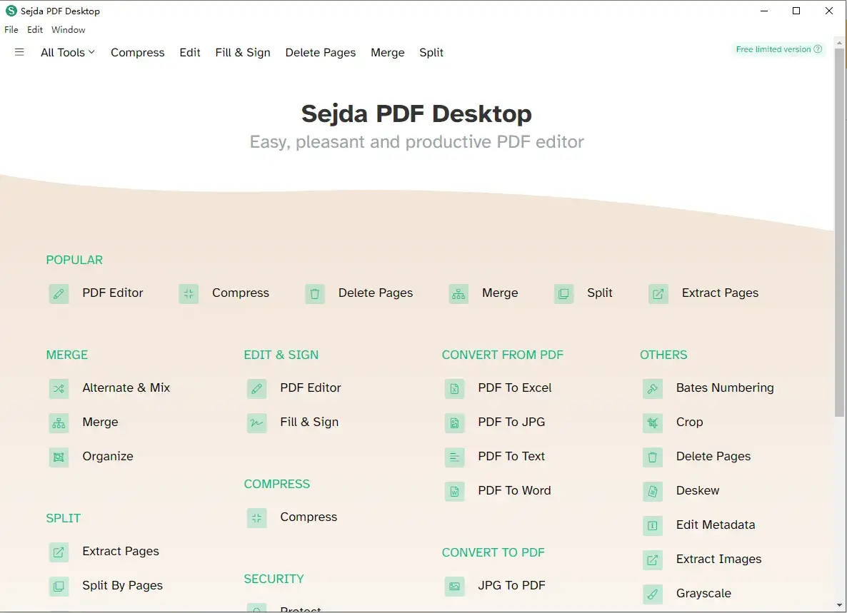 sejda pdf home page