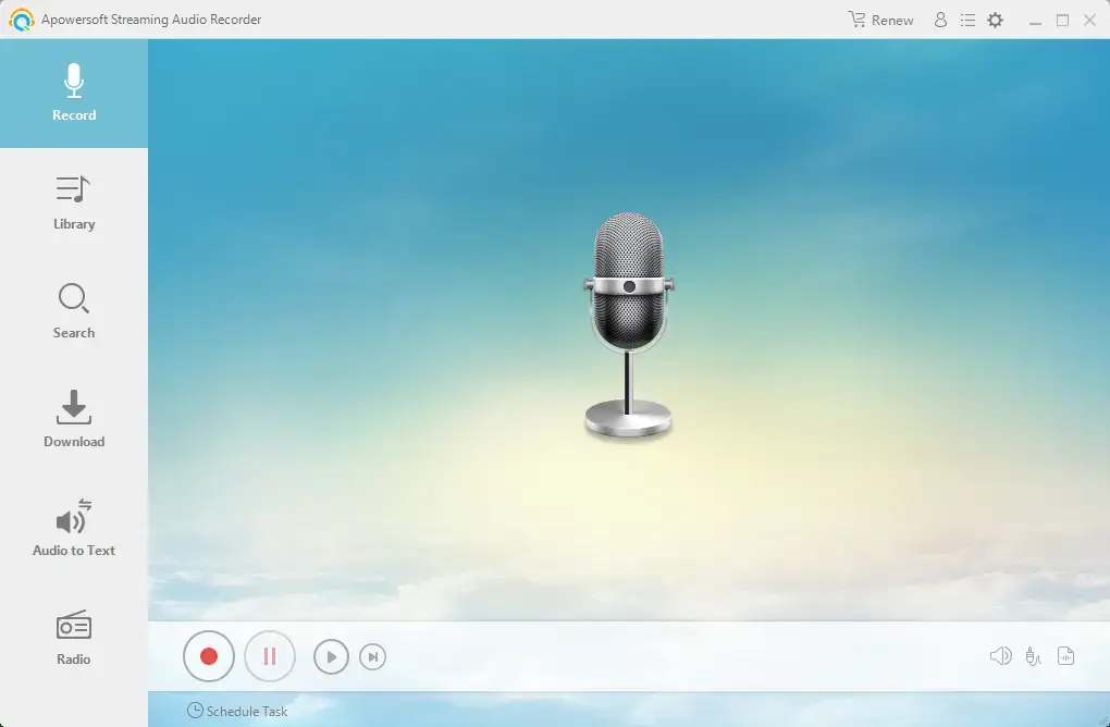 free voice recording software apowersoft audio recorder opening page