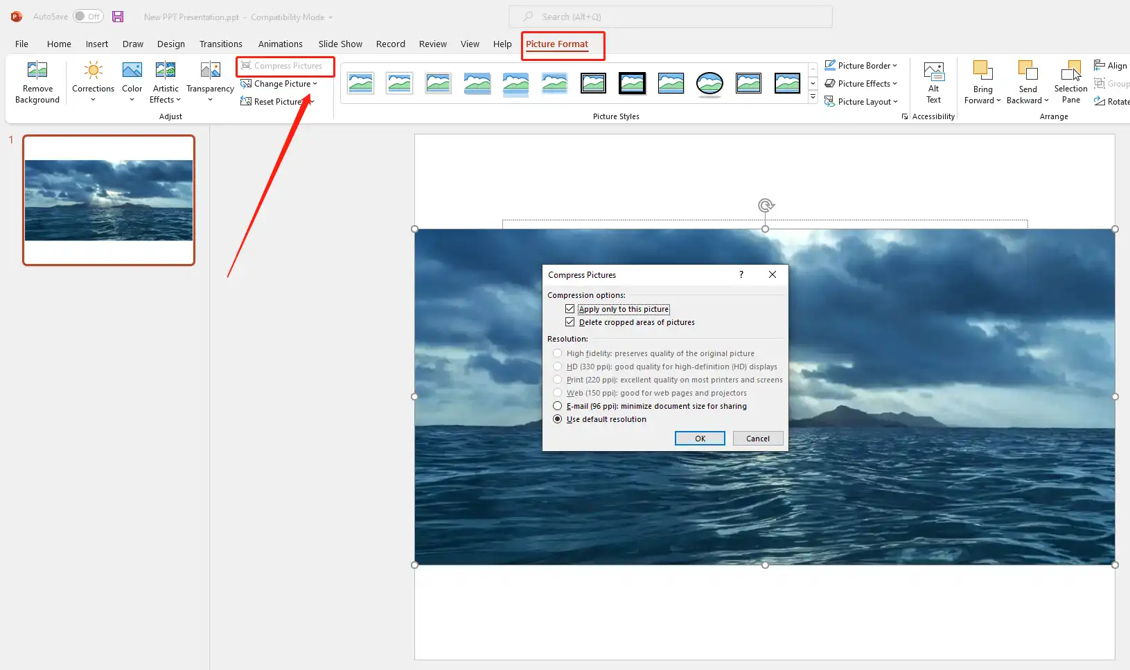 compress images powerpoint