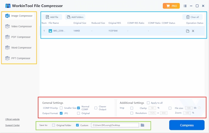 compress images workintool