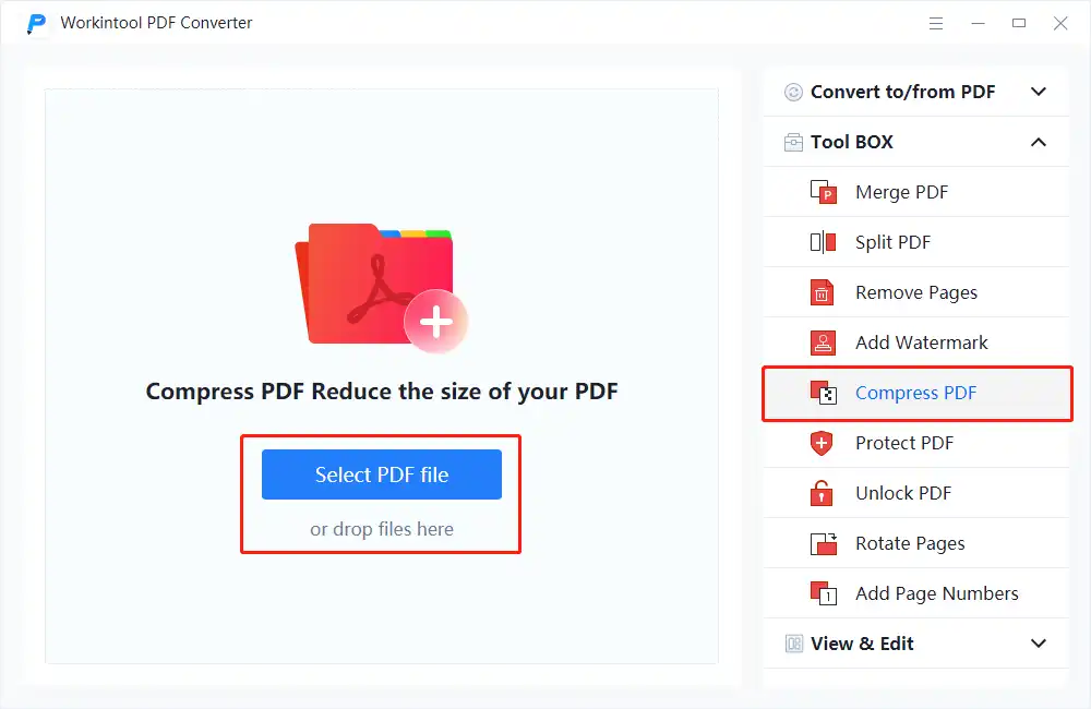 compress pdf converter step 1
