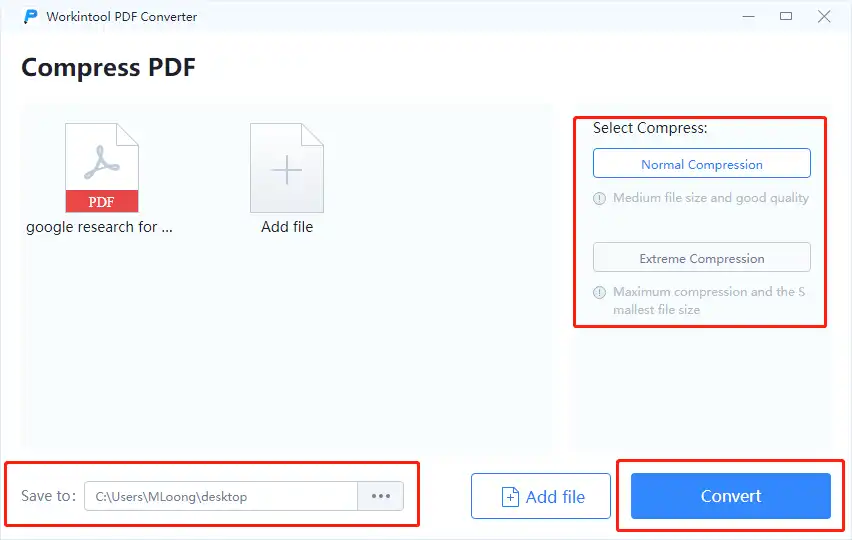 compress pdf converter step 2