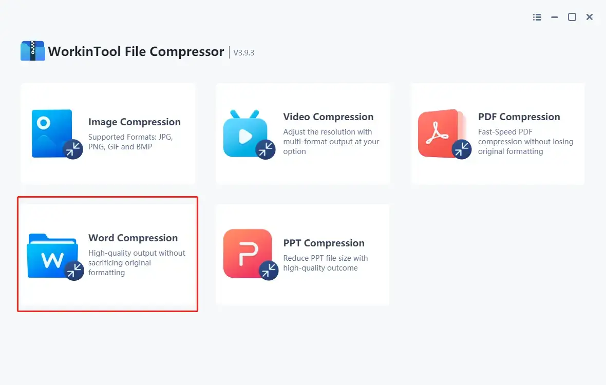compress word document by workintool file compressor step 1