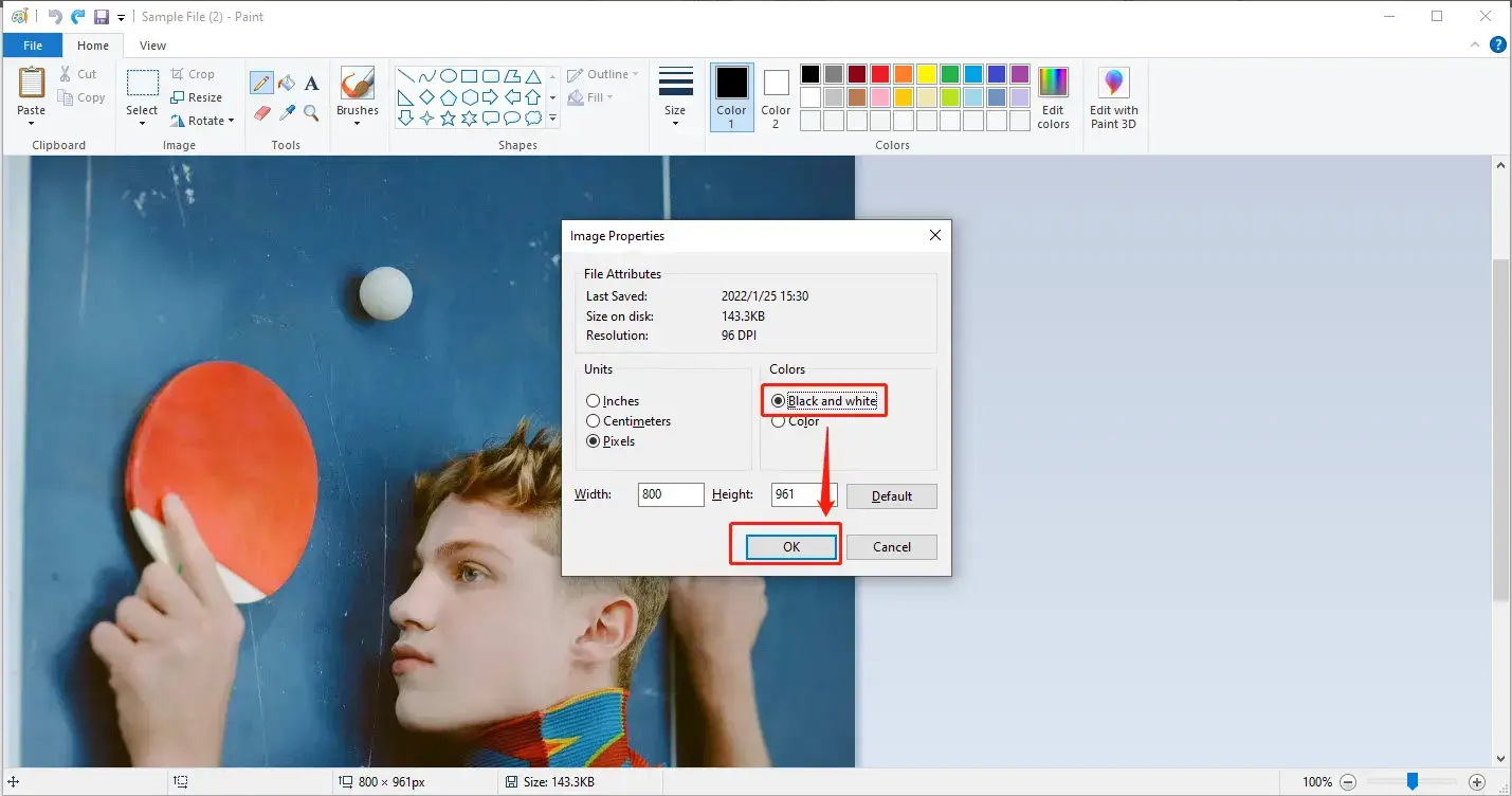 convert image to black and white in paint step 2