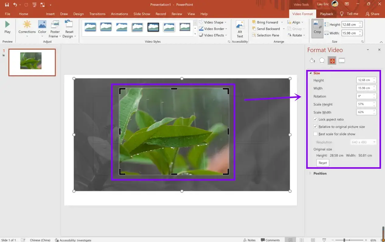 crop a video in powerpoint step 2