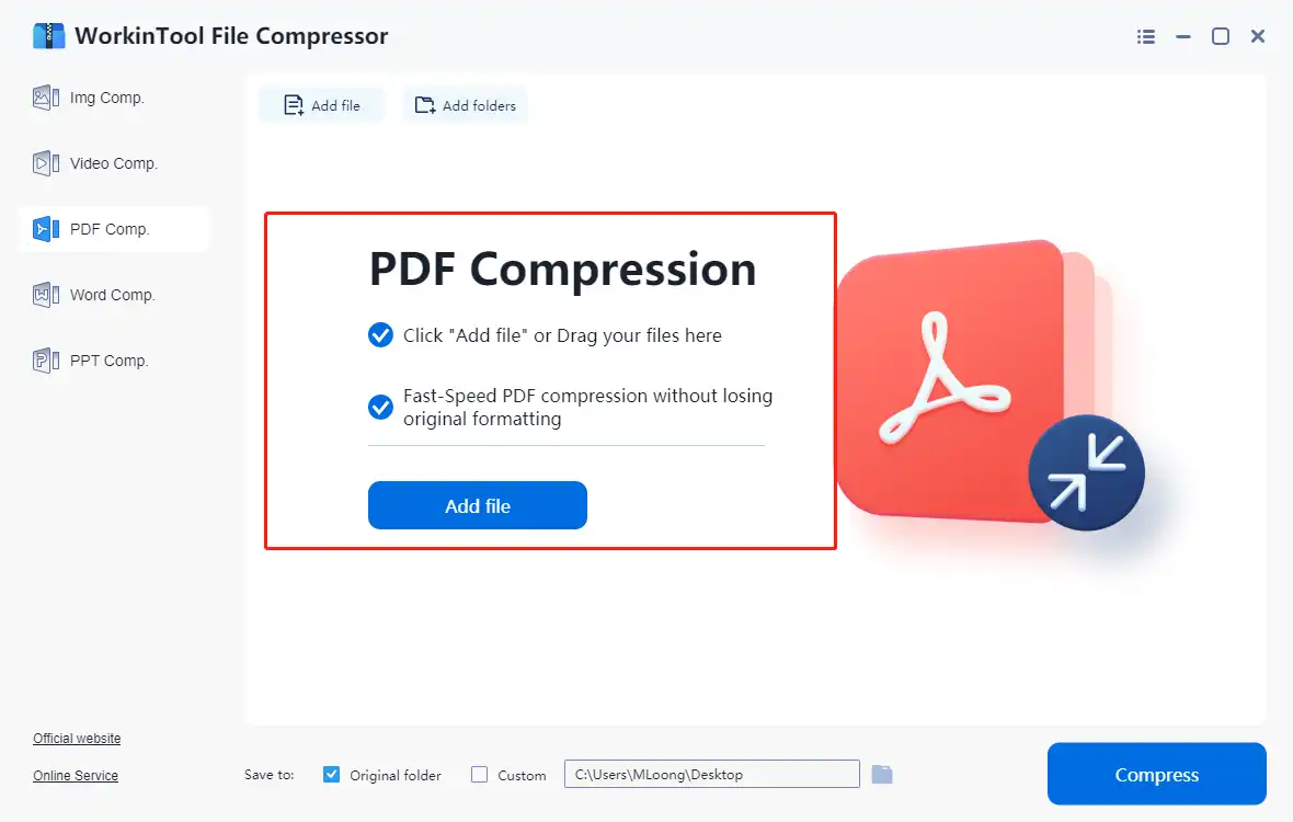 free pdf compressor step 1