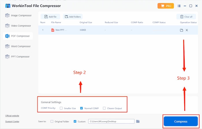 free pdf compressor step 2