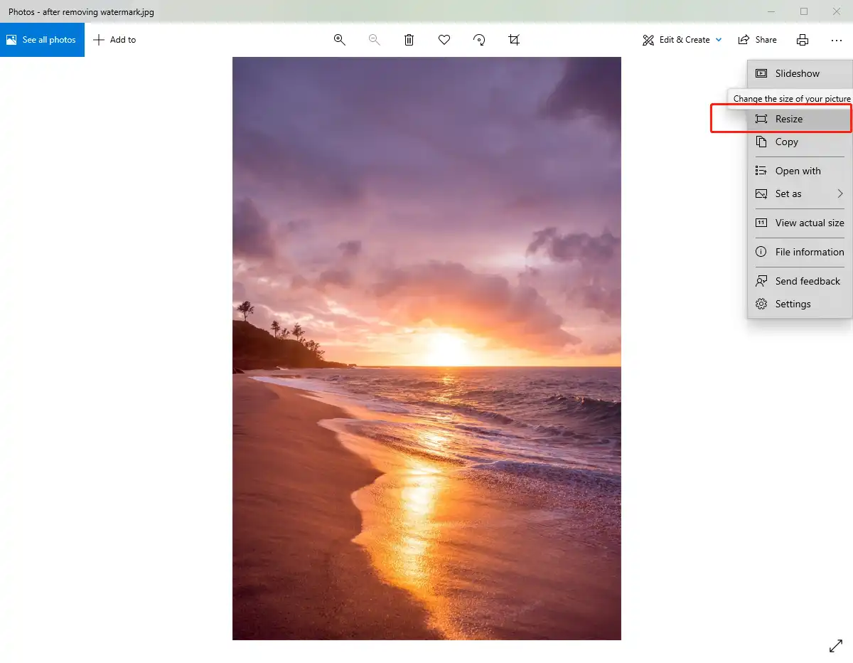 photo app resize picure