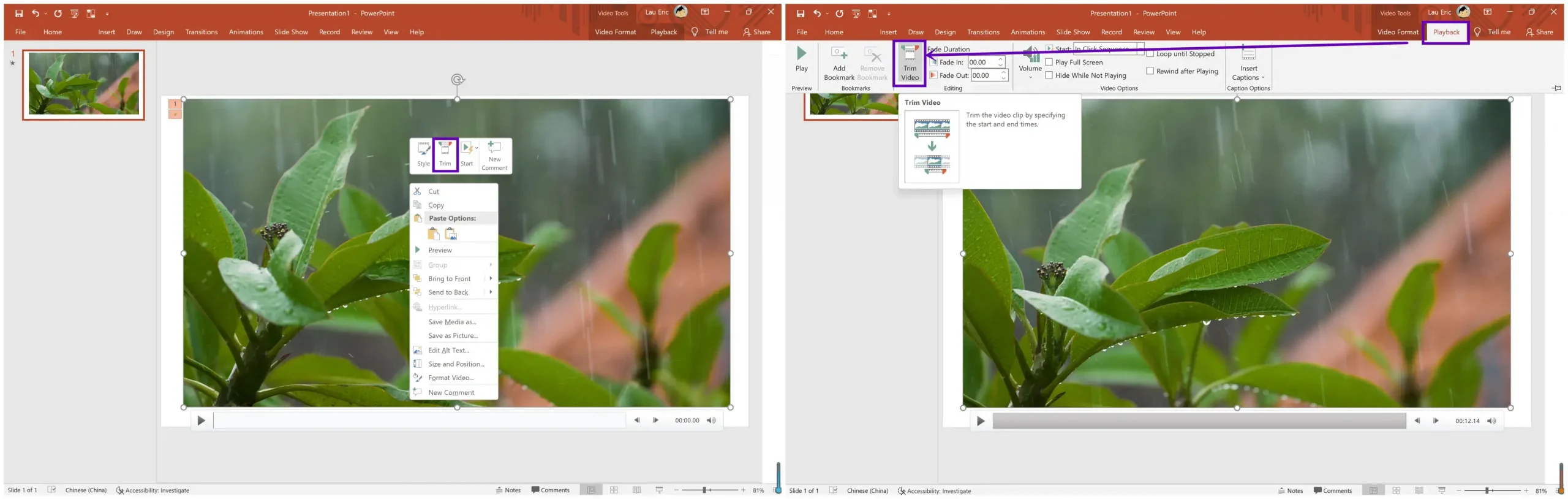 cut a video in powerpoint step 2