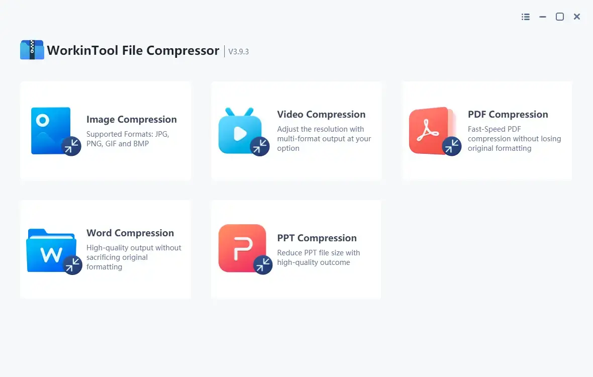 workintool file compressor opening page