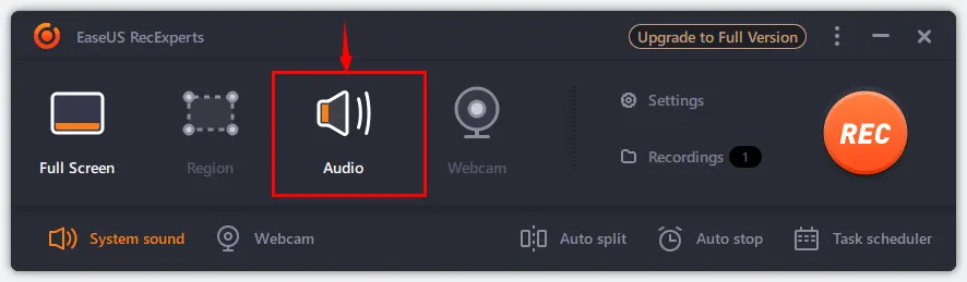 audio recording software easeus recexperts step1