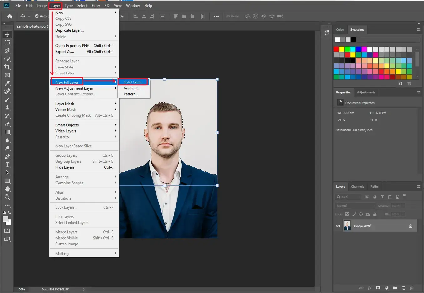 make passport photo at home in photoshop step 2