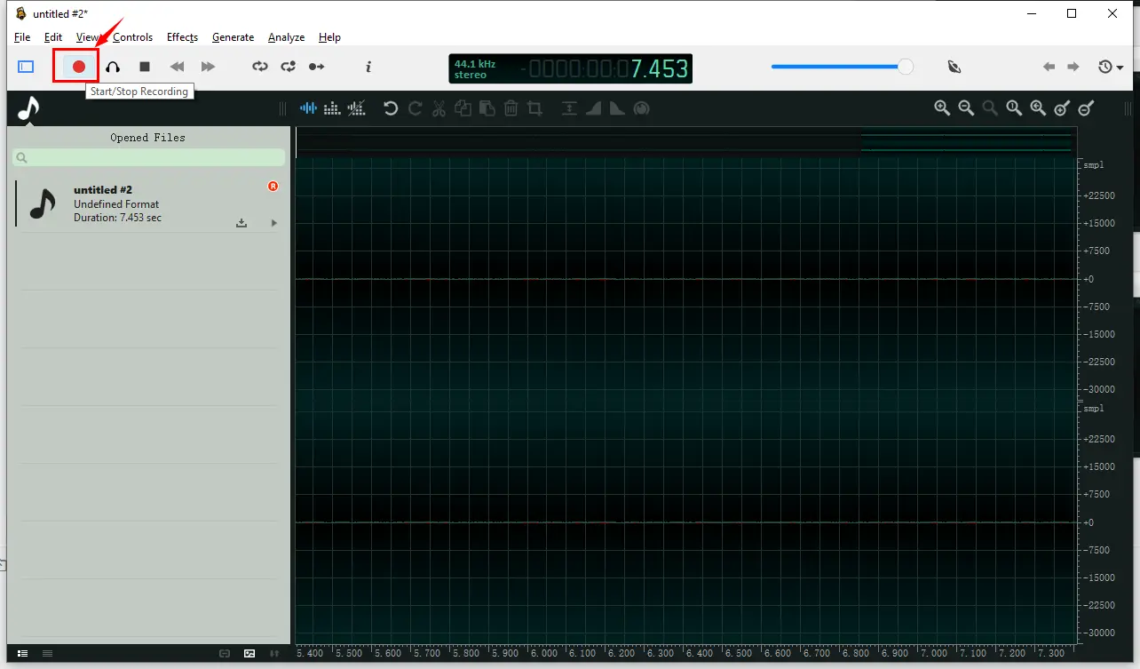 record streaming audio by ocenaudio step3