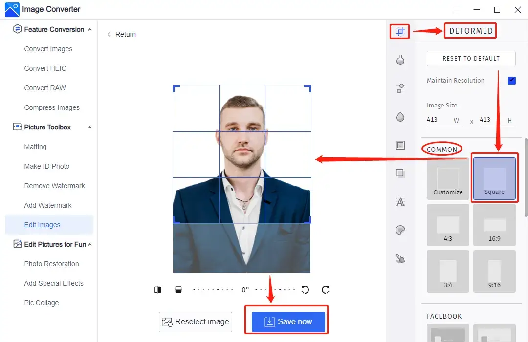 resize passport photo at home in workintool