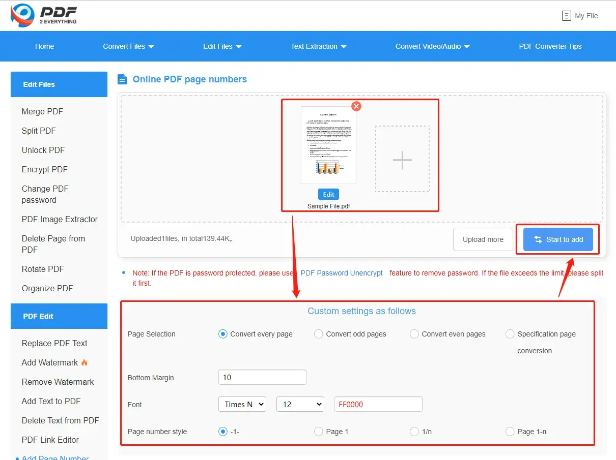 add page numbers to pdf in toolrocket step 2