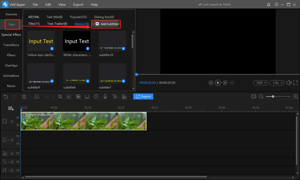 add subtitles to youtube videos in vidclipper step 3