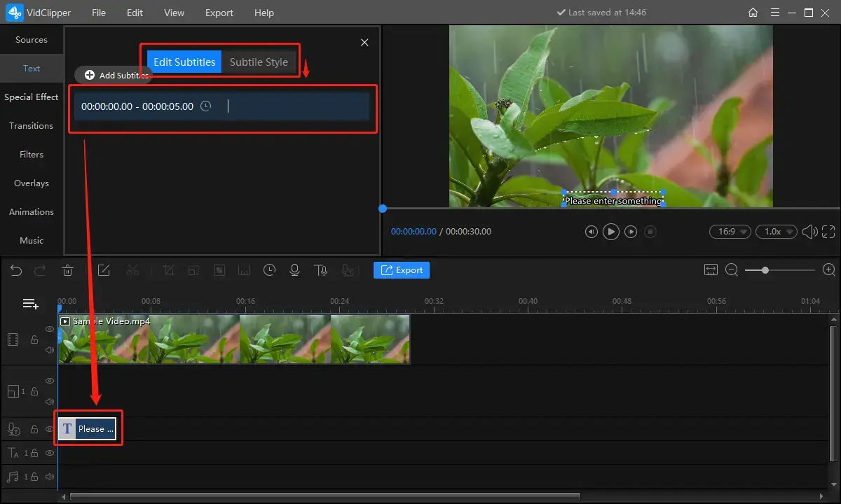 add subtitles to youtube videos in vidclipper step 4