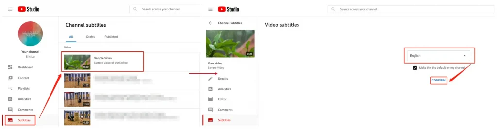 add subtitles to youtube videos in youtube studio step 3