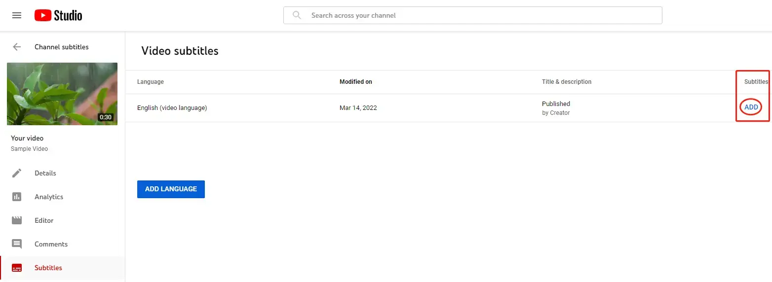 add subtitles to youtube videos in youtube studio step 5