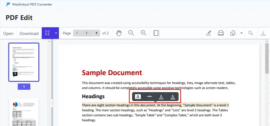 alternative way to highlight in pdf through workintool