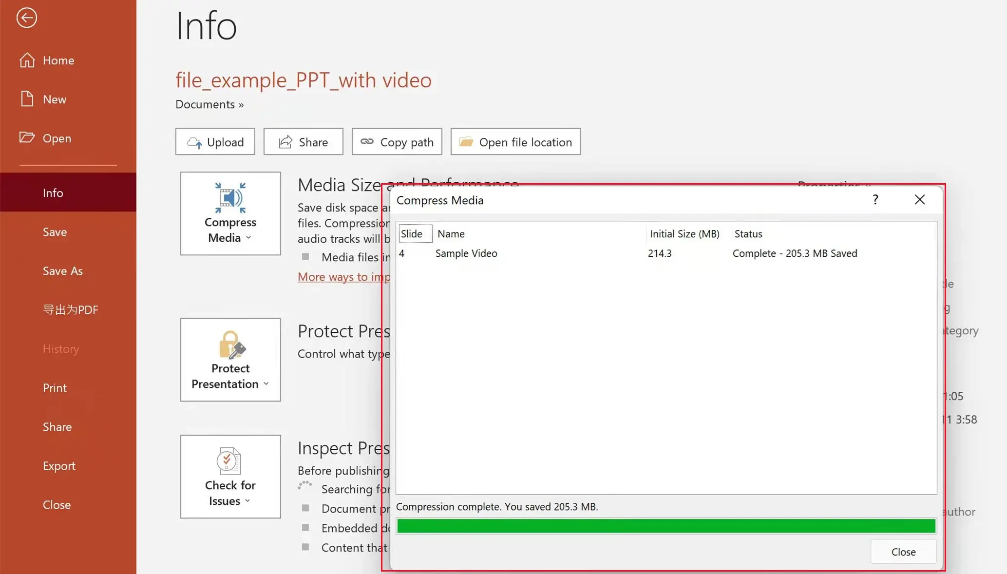 compress a video in powerpoint step 3