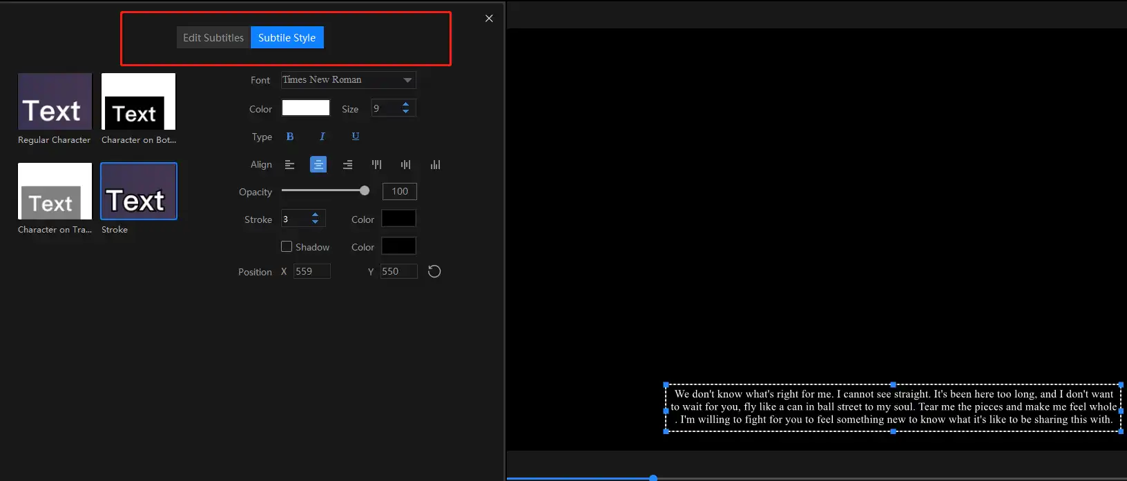 edit subtitles