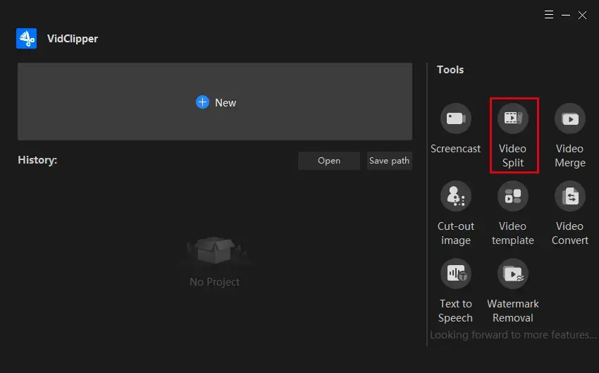 choose video splitter in vidclipper