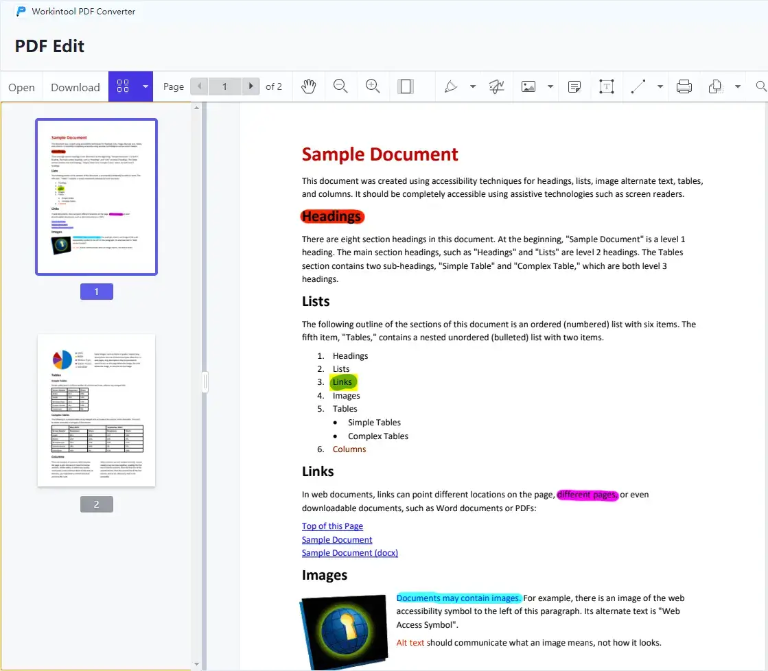 outcome by freeform highlight of workintool