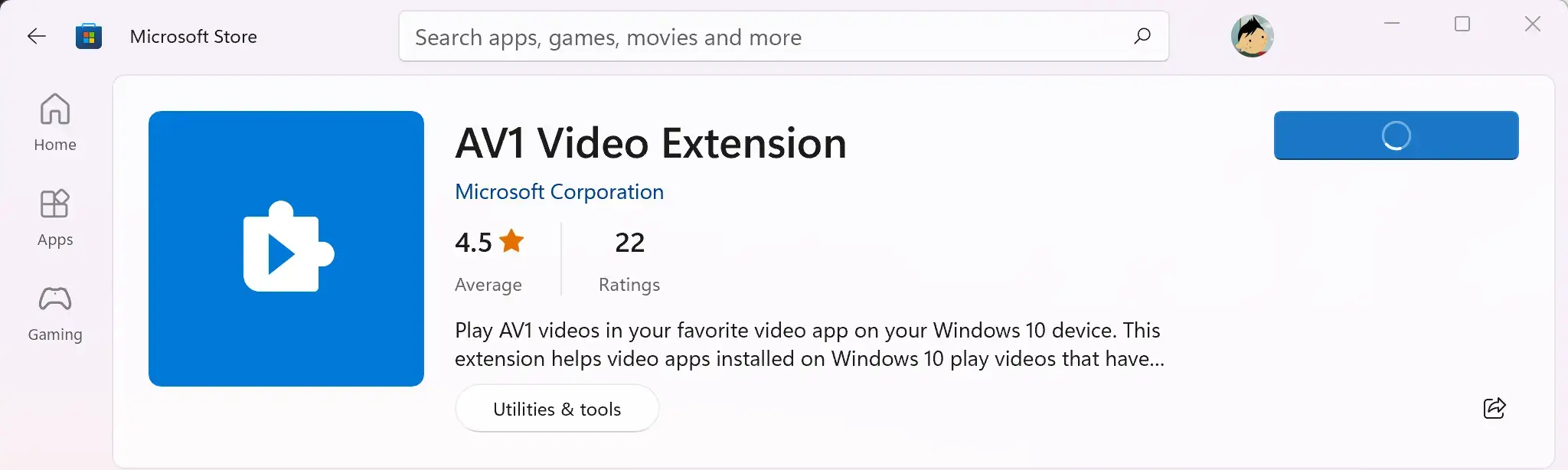 avif extension in microsoft store